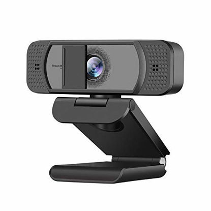 Picture of Webcam HD 1080p-Streaming Webcam with Privacy Cover for Desktop Computer PC,100° Wide-Angle View with Stereo Microphone, USB Webcam Plug and Play,Low-Light Correction and Fixed Focus Computer Camera