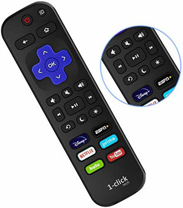Picture of 1-clicktech Remote for All Roku TV Brands [Hisense/TCL/Sharp/Insignia/ONN/Sanyo/LG/Hitachi/Element] w/ 6 Shortcut Keys [NOT for Roku Stick]