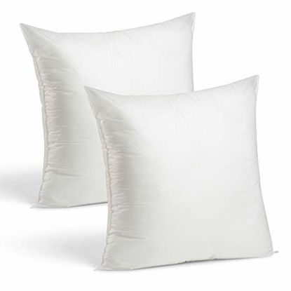 Picture of Set of 2-24 x 24 Premium Hypoallergenic Stuffer Pillow Inserts Euro Sham Square Form Polyester, Standard/White - Made in USA