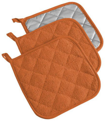 Picture of DII 100% Cotton, Quilted Terry Oven Set Machine Washable, Heat Resistant with Hanging Loop, Potholder, Spice 3 Count