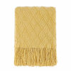 Picture of Bourina Textured Solid Soft Sofa Throw Couch Cover Knitted Decorative Blanket, Mustard, 60"x80"