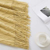 Picture of Bourina Textured Solid Soft Sofa Throw Couch Cover Knitted Decorative Blanket, Mustard, 60"x80"