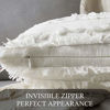 Picture of MIULEE Set of 2 Decorative Boho Throw Pillow Covers Cotton Linen Striped Jacquard Pattern Cushion Covers for Sofa Couch Living Room Bedroom 18x18 Inch Ivory White