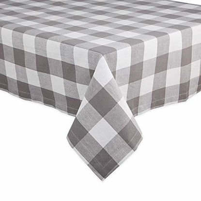 Picture of DII Buffalo Check Collection Classic Tabletop, Tablecloth, 60x104, Gray & White