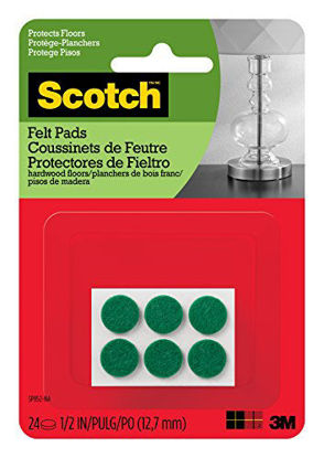 Picture of Scotch Felt Pads, Great for protecting hardwood floors, Round, 1/2 in. Diameter, Green, 24/Pack