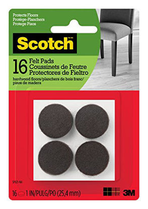 Picture of Scotch Felt Pads, Round, Brown, 1-in Diameter, 16 Pads/Pack