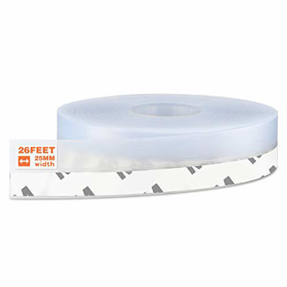 Picture of 26 Feet Silicone Seal Strip,Door Weather Stripping Door Seal Strip Window Seal Silicone Sealing Tape for Door Draft Stopper Adhesive Tape for Doors Windows and Shower Glass Gaps (Transparent, 25MM)