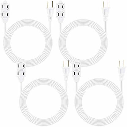 Picture of GE, White, 9 Ft Extension Cord 4 Pack, 3 Outlet Power Strip, Polarized, 16 Gauge, Twist-to-Close Safety Covers, Indoor Rated, Perfect for Home, Office or Kitchen, UL Listed, 50358