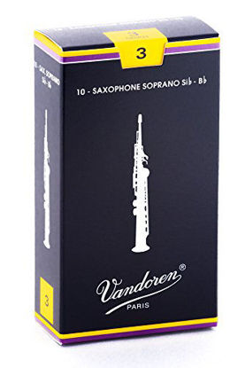 Picture of Vandoren SR203 Soprano Sax Traditional Reeds Strength 3; Box of 10