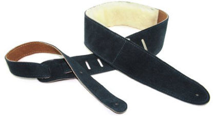 Picture of P Perri's Leathers Ltd. Guitar Strap, 2.5 Wide Soft Suede, Super Soft Sheepskin Fur Pad, Adjustable Length, (DL325S-206) Navy Blue, Made in Canada