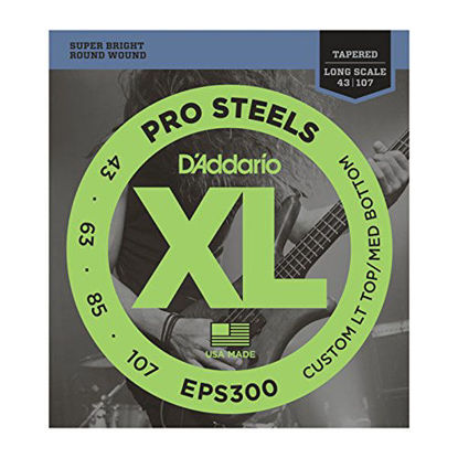 Picture of D'Addario EPS300 ProSteels Bass Guitar Strings Custom Light, 43-107, Long Scale