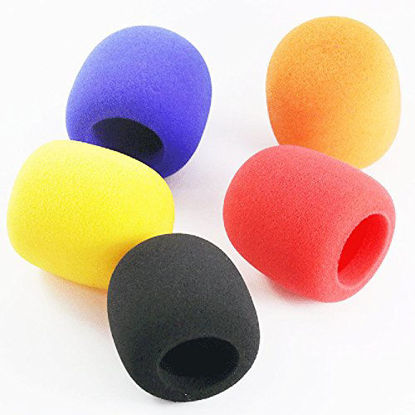 Picture of Z ZICOME 5 Pack Foam Microphone Cover Ball Type Windscreen in Black, Blue, Orange, Yellow, Red