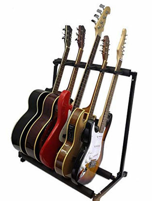 Picture of Zenison 5 Guitar Stand Multiple Five Instrument Display Rack Folding Padded Organizer
