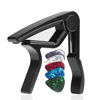 Picture of WINGO Quick-Change capo for Acoustic and Electric Guitars with 5 Picks for Free, Black.