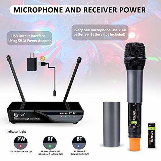GetUSCart Wireless Microphone with Echo, Treble, Bass & Bluetooth, UHF