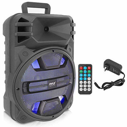 Picture of Portable Bluetooth PA Speaker System - 800W Outdoor Bluetooth Speaker Portable PA System w/Microphone in, Party Lights, USB SD Card Reader, FM Radio, Remote Control - Pyle PPHP1243B