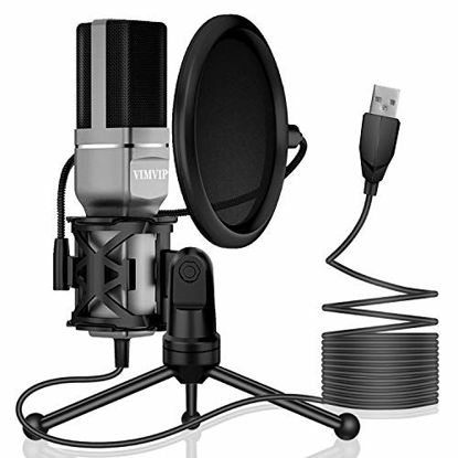 Picture of VIMVIP USB Condenser Microphone for Computer, USB PC Microphone & Mic Stand & POP Filter to Gaming, Streaming, Podcasting, Recording