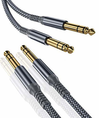 Picture of Elebase 1/4 Inch TRS Instrument Cable (10ft 2-Pack),Straight 6.35mm Male Jack Stereo Audio Interconnect Cord,6.35 Balanced Line Compatible for Electric Guitar,Bass,Keyboard,Mixer,Amplifier,Amp,Speaker