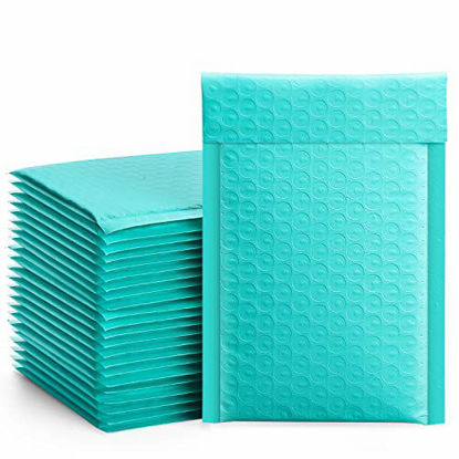 Picture of Metronic 50Pcs Poly Bubble Mailers, 4X8 Inch Padded Envelopes Bulk #000, Bubble Lined Wrap Polymailer Bags for Shipping/ Packaging/ Mailing Self Seal -Teal