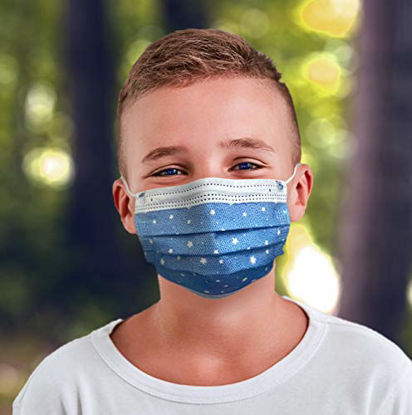 Picture of EZ Breezy Kids Disposable Face Masks (50 Pack) Perfect Size for Children with Convenient Resealable Bag (Blue, 4-12 Years) - Jool Baby