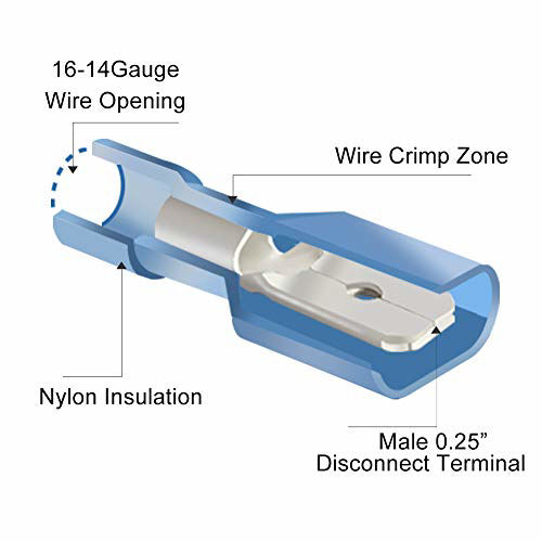 GetUSCart- AIRIC Male Spade Connector 16-14 Gauge 100PCS Nylon Fully ...