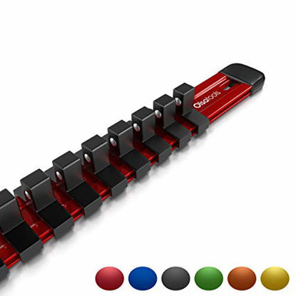 Picture of Olsa Tools 1/4-Inch Drive Aluminum Socket Organizer | Premium Quality Socket Holder (RED)