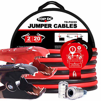 Picture of TOPDC Jumper Cables 2 Gauge 20 Feet 450Amp Heavy Duty Booster Cables with Carry Bag (2AWG x 20Ft)