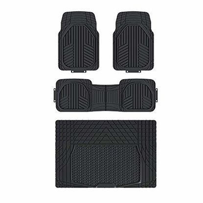 Picture of Amazon Basics 4-Piece All-Season Odorless Heavy Duty Rubber Floor Mat Set with Cargo Liner for Cars, SUVs, and Trucks