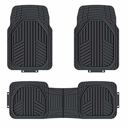 Picture of Amazon Basics 3-Piece All-Season Odorless Heavy Duty Rubber Floor Mat for Cars, SUVs and Trucks, Black