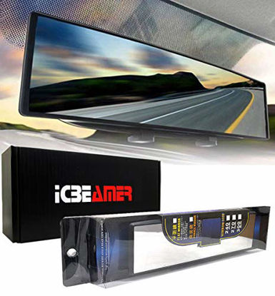 Picture of ICBEAMER 11.8" 300mm Easy Clip on Wide Angle Panoramic Blind Spot Fit Auto Interior Rear View Mirror Convex Clear Surface