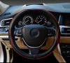 Picture of Valleycomfy Universal 15 inch Auto Car Steering Wheel Cover with Black Genuine Leather add Red Lines for X1 X3 X5 335i 535i HRV CRV Accord Corolla Prius,etc