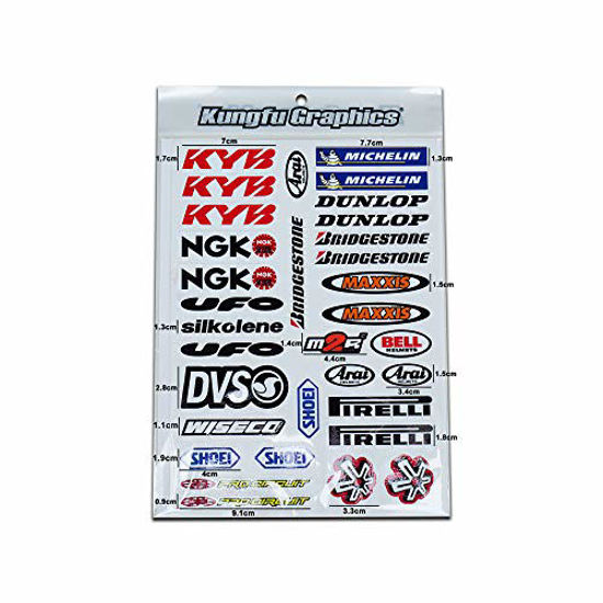White 7.2x 10.2 inch Kungfu Graphics Hinson Sponsor Logo Racing Sticker Sheet Universal White 7.2x 10.2 inch Kungfu Graphics Hinson Sponsor Logo Racing Sticker Sheet Universal