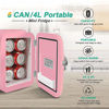 Picture of CROWNFUL Mini Fridge, 4 Liter/6 Can Portable Cooler and Warmer Personal Fridge for Skin Care, Cosmetics, FoodGreat for Bedroom, Office, Car, Dorm, ETL Listed (Pink)