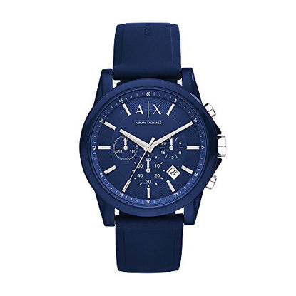Picture of Armani Exchange Men's Outerbanks Silicone Watch, Color: Blue/Blue Silicone (Model: AX1327)