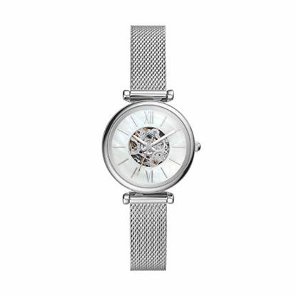 Picture of Fossil Women's Carlie Mini Automatic Watch with Stainless Steel Strap, Silver, 12 (Model: ME3189)