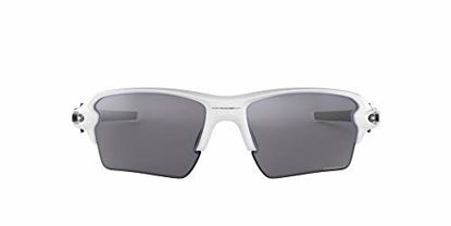 Picture of Oakley Men's OO9188 Flak 2.0 XL Rectangular Sunglasses, Polished White w Black/Prizm Black Polarized, 59 mm