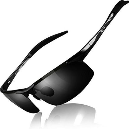 Picture of DUCO Mens Sports Polarized Sunglasses UV Protection Sunglasses for Men 8177s(Black Frame Gray Lens)
