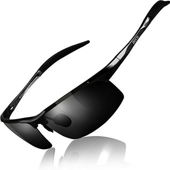 Picture of DUCO Mens Sports Polarized Sunglasses UV Protection Sunglasses for Men 8177s(Black Frame Gray Lens)