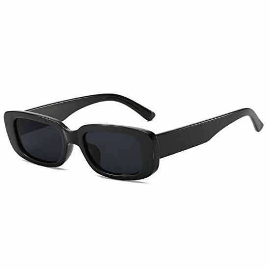 Black Retro Slim Rectangular Sunglasses - Broken Spoke Boutique