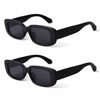 Picture of BUTABY Rectangle Sunglasses for Women Retro Driving Glasses 90s Vintage Fashion Narrow Square Frame UV400 Protection 2 Black