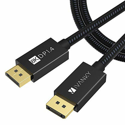 Picture of iVANKY DisplayPort 1.4 Cable 6.6ft, Nylon Braided 8K DP to DP Cable (8K@60Hz, 4K@144Hz and 1080P@240Hz), HBR3, 32.4Gbps, HDCP 2.2, HDR Support - Black