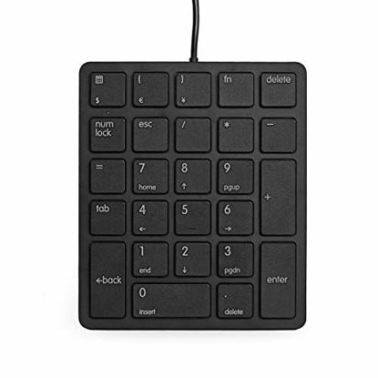 Picture of Merdia Numeric Keypad Wired Numpad 26 Keys Portable Keypad USB External Mini Slim Keyboard Magicforce for Financial Cashier Securities-Black