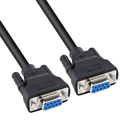 Picture of DTECH 5 Feet RS232 Serial Cable Female to Female 9 Pin Straight Through (Black, 1.5 Meter)