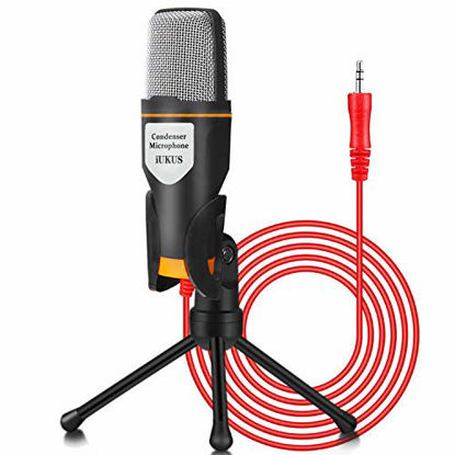 Picture of iUKUS PC Microphone with Mic Stand, Professional 3.5mm Jack Recording Condenser Microphone Compatible with PC, Laptop, iPad, iPhone, Mac-Recorder Singing YouTube Skype Gaming (3.5mm PC Microphone)
