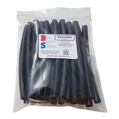 Picture of Buy Auto Supply # BAS13804 (25 Count) Black 3:1 Heat Shrink Tubing Dual Wall Adhesive Lined, Automotive & Marine Grade - Size: I.D 3/8" (9.5mm) - 6 Inch Sections