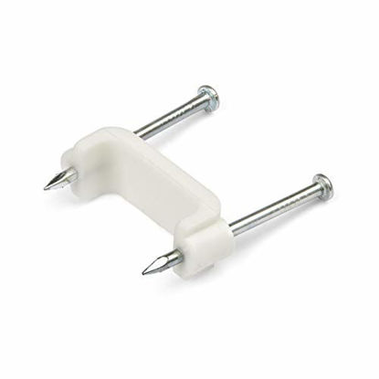 Picture of StarTech.com 100 Pack Cable Clips with Nails - Two Steel Nails - Reusable Nail-in Clamps - Brick/Drywall Cable Fasteners - Ethernet Cord/AV/Coax Cable - Mounting Cable Tacks - White - TAA (CBMDNMCC2)
