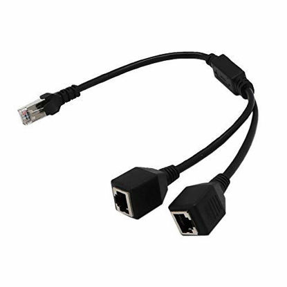 Picture of Network Splitter Adapter Cable, Ethernet Splitter LAN Ethernet Network Splitter 1 Male To 2 Female Socket Port Adapter Cable for Cat5 Cat6 Cat7