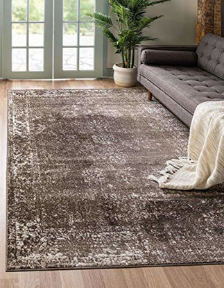 Picture of Unique Loom Sofia Collection Traditional Vintage Area Rug, 5' x 8', Brown/Ivory