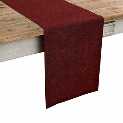 Picture of Solino Home 100% Pure Linen Table Runner - 14 x 120 Inch Athena, Handcrafted from European Flax, Natural Fabric Runner - Red Garnet