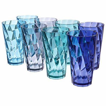 Picture of Optix 20-ounce Plastic Tumblers | set of 8 in 4 Coastal Colors